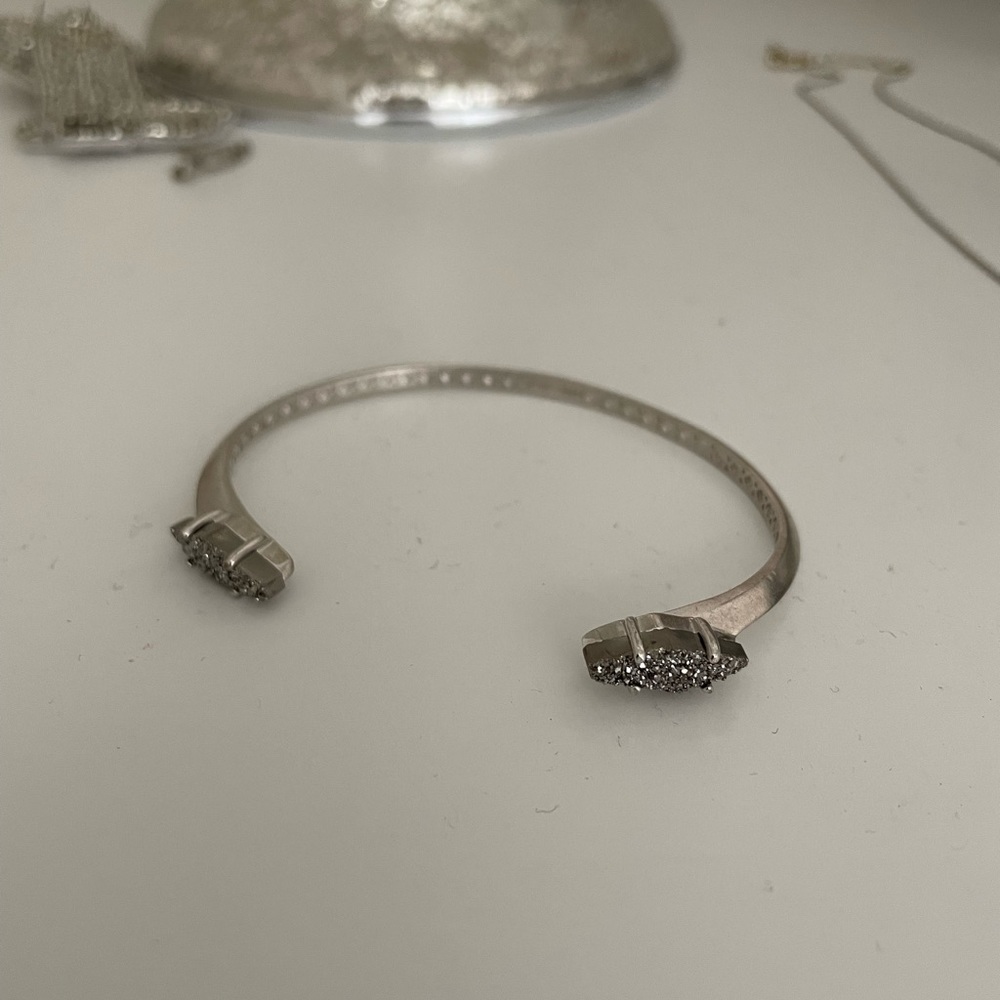 Kendra Scoot Silver Bianca Cuff in Platinum Drusy